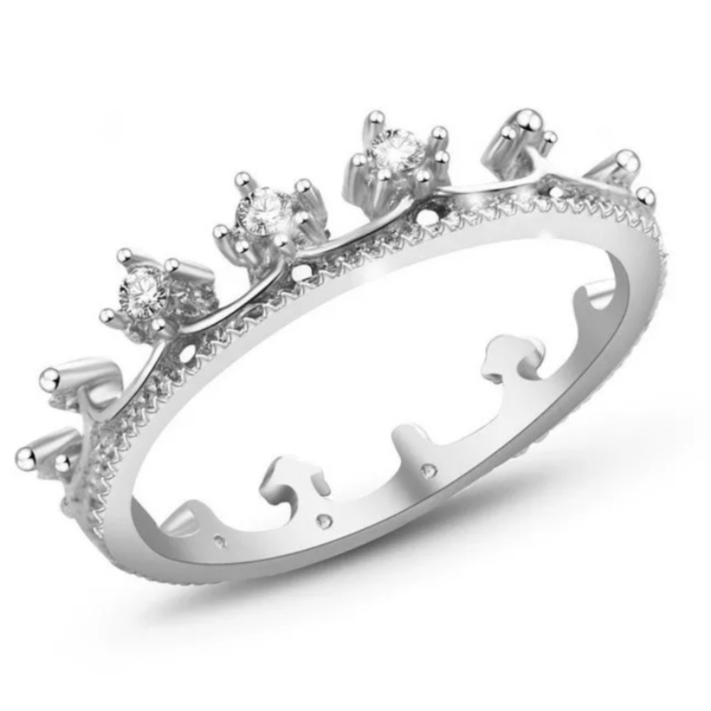 Silver Rhinestone Crown Ring - Picture 2 of 2